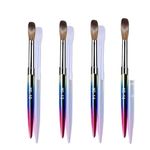 KIRA Professional Rounded Acrylic Brush Set | Nail Art Extensions | Natural Bristles Bristles & Light Sturdy Rainbow Body, Smooth Application | 4pc Acrylic Nail Brush, Size 10/12/14/16