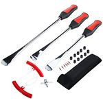 KUNTEC 14.5 inch Tire Spoons Lever Motorcycle Dirt Bike Lawn Mower Tire Changing Tools with 1x14.5 inch 2x11 inch Tire Irons 2X Rim Protectors 1x Valve Core and Caps Set