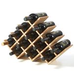 KIRIGEN Wooden 13-Bottle Wine Rack - Nature Wood 4-Tier Wine Display Rack/Free Standing and Countertop Wine Storage Shelf - Bottle Holder/Cabinet Glass Rack XHJJ4-NA