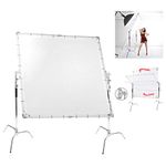 3.6x3.6m 12'x12' Soft White Butterfly Diffusor Heavy Duty Frame Collapsible Screen with 2pcs Heavy Duty C-Stands for Photo Video Film Photography Studio Large Product Shooting