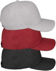 Daxton Premium Mid Profile Hat Semi Curved Visor Structured Cap 3 Pack - Black,Red,Light Grey
