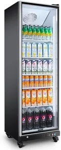 BODEGACOOLER Commercial Merchandiser Refrigerator,18.1Cu.Ft Commercial Display Refrigerator Glass Door,Upright Beverage Display Bar Cooler with Soft LED Light,Adjustable Shelves,Aluminum Door,Black