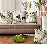 Ultimate Trends Premium Polyester Digital Modern Printed Cushion Cover For Living Room Couch Bed Single Sofa Set Of 5 (18 X 18 Inches, Ivory Green), 200 TC