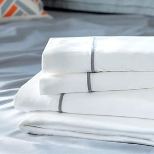 Layla Bamboo Bed Sheets | 100% Viscose from Bamboo | Breathable with Temperature Control | Soft, Silky, and Light Bed Sheets (White, Full)