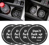 4 Pack Bling Car Coasters, 2.75 Inch Bling Crystal Rhinestone Diamond Soft Rubber Pad Set Round Auto Cup Holder Insert Drink Coaster Car Interior Accessories (Black-White)