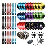 Dart Accessories Kit Including Aluminum Dart shafts,Dart Flights, Flight Savers, Sharpener, O-Rings -Bulk Pack of 104 Pieces