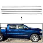 ECOTRIC Chrome Body Side Molding Trim Mouldings Compatible with Dodge Ram 1500 2019-2020 Crew Cab New Body Style