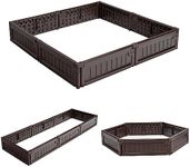 Costway Raised Garden Bed, Multiple Configuration Garden Fence, Outdoor Flexible Planter Grow Box for Flowers, Vegetables, Herbs, Fruits in Patio, Terrace, Backyard, Easy Assembly Flower Bed, Brown