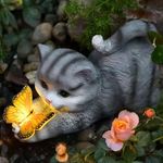 Cat Butterfly Statue Garden Light,Solar Cat Garden Statues,Present for Mom Cat Present for Women Present for Woman Present for Grandma Jar Light Present for Friends Cat Present for Cat Lover Cat Decor