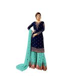 stylishfashion New Indian/Pakistani Designer Georgette Party Wear Anarkali Suit Sharara StyleDesigner, Sky Blue, 44