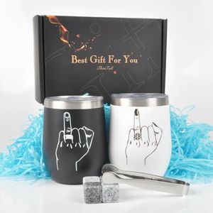 Engagement Gifts for Couples, Bridal Shower Gifts Wine Tumblers Set, Unique Wedding Gift for Bride and Groom, Just Married Present for Newlywed 2024-12oz Ring Finger Whiskey Tumblers