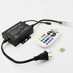 IEKOV™ Max 1500W, AC 110V 120V to DC 110V Power Supply Adapter with IR Receiver + 24 Keys Remote Control only for IEKOV High Voltage RGB LED Light Strip (RGB,30m-50m)