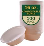 Eco Fairy - 16 oz. Disposable Bowls - 100 Pack Paper Bowls - Heavy-Duty Biodegradable & Compostable Bowls for Hot Soup, Ice Cream, Salad, Cereals & Snacks - Alternative to Single-use Plastic Bowls