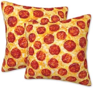 FOISIIAEA Throw Pillow Covers Set of 2 18x18 in Pepperoni Pizza Decorative Pillow Cases Cushion Cover for Living Room Bedroom Sofa