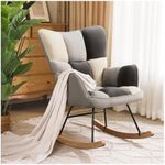 INMOZATA Relax Rocking Chair Comfortable Patchwork Rocker Relaxing Recliner Chair Traditional Arm Rest Lounge Chair with Solid Wood Legs (Multicolor)