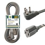 EP 12 Ft Heavy Duty Extension Cord Wire, 14 Gauge 3 Prong SPT-3 Extension Cord, 3 Pronged Cord for Air Conditioner Refrigerator and Major Appliances Indoor Use, Grey