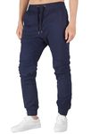 ITALYMORN Joggers Pants Man with Big and Deep Pockets (Navy Blue, Medium)