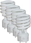 SLEEKLIGHTING GU24 Base 23Watt UL Listed T2 Mini Twist Spiral Two Prong Twist CFL Light Bulb 2 Pin 6500K 1600lm - Super White Daylight 10,000Hr Life- 4pack