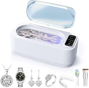 Ultrasonic Jewelry Cleaner, 48KHz Ultrasonic Cleaner Machine, Dual Modes & LED Display, 4 Cleaning Modes, 24W Sonic Cleaner for Jewelry, Eyeglasses, Watches, Rings, Watch Strap,Dentures