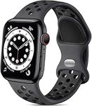 Lerobo Bands Compatible with Apple Watch Ultra Band 49mm 44mm 42mm 45mm Women Men, Soft Silicone Sport Band Compatible for Apple Watch SE Ultra 2 iWatch Band Series 9 8 7 6 5 4 3 2 1, Anthracite Black