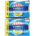 Tampons Multipack Bundle with 2X Tampax Compak Pearl Regular Tampons Applicator 24 Count - 48 Total Count - Comfort, Protection and Discretion