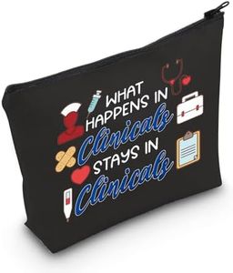 POFULL Nursing Clinical Instructor Gift What Happens in Clinicals Stays in Clinicals Cosmetic Bag Medical Gift, What Happens black bag, 0