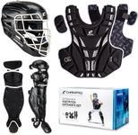 CHAMPRO Fastpitch Softball Catcher's Set - Headgear, Chest Protector, Leg Guards, Black, Age 8 & Under (CBSF8)