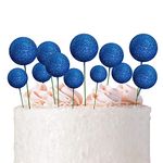 35 PCS Glitter Balls Cake Topper Foam Ball Cake Picks Mini Balloon Cupcake Insert Space Cake Topper Bubble Balls DIY Decoration for Wedding Anniversary Kid Birthday Party Baby Shower (Glitter Blue)