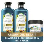 Herbal Essences bio:renew Argan Oil of Morocco Hair Repair Treatment Set for dry, damaged hair, Argan Oil Shampoo, Conditioner and Hair Mask, A Complete Hair Care Routine