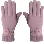 Waterproof Touch Screen Women Gloves Fur Inside for Snow, Trekking, Riding, Excersise etc. with Elastc Cuff for Women (Purple)