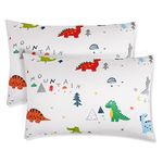 Vicloon Baby Toddler Pillowcase, 2 Pack 100% Cotton Pillow Cover, Cot Bed Pillow Pair Cases 40x60cm, Soft and Breathable Baby Pillowfor Boy & Girl Bedding, Kids Travel Pillow Pillowcase（Dinosaur）