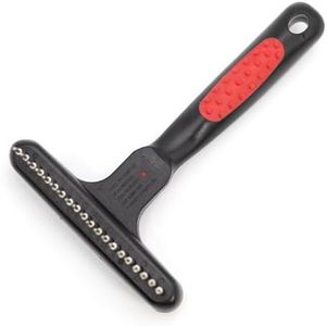 Jeffers Pet Magic Spring Undercoat Rake, Black & Red, 20 Long Pins - Rotating Retractable Teeth for Dogs, Cats - Grooming Tool for Shedding, Detangling, Removing Fur and Mats - Black Red