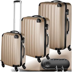 TecTake® Set de Valise de Voyage 3 Tailles Valise Grande Taille Valise Cabine Petite Valise Sacs de Voyage Valise Maternité ABS avec roulettes Pivotantes 360° Cadenas Poignée télescopique