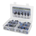 Bwintech 46 Pcs 10mm Pneumatic Quick Push in Connect Air Tube Fitting Kit,(10mm Straight/Elbow/Tee/Splitter Connector and 6-10,8-10,10-12mm Reducing Connector)