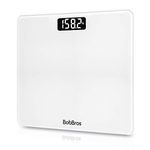 BobBros Precision Digital Body Weight Bathroom Scale Weighing Scale Smart Step-on Technology, Large Platform, 400 Pounds Weight Loss Monitor, White