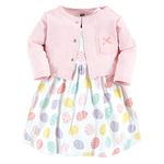 Hudson Baby Baby Girls' Cotton Dress and Cardigan Set, Easter Eggs, 18-24 Months