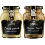 Mustard Bundle with Maille Dijon Original Mustard 215g and Maille Wholegrain Mustard 210g (2 Pack)