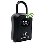 Iron Lock® - Key Lock Box Portable and Wall Mounted with Removable Shackle Indoor Outdoor Waterproof 4 Digit Combination with Resettable Code with A B Switch Key Lockbox for Outside Hold 5 Spare Keys