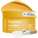 PLANTIFIQUE Korean Turmeric Clay Mask with Vitamin C for Face & Body – Targets Dark Spots, Refines Pores & Hydrates – Includes Spatula – Masque Argile, 110g / 3.88oz