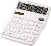 YOUHO Calculator, 12-bit Solar Battery Dual Power Standard Function Electronic Calculator with Large LCD Display Office Calculator White