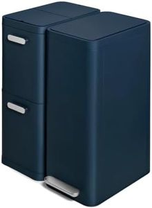 Caraway Slim Trash and Recycling Duo - Stainless Steel 13 Gallon Step Trash Can and 2-Drawer Recycling Bin - Midnight