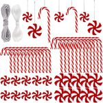 XIMISHOP 48PCS Christmas Candy Cane Hanging Ornaments Candy Lollipop Christmas Tree Decorations Plastic Twisted Crutch Ornaments for Xmas Crafts Indoor Outdoor Decor (Red and White)