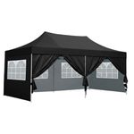 BEYOND SKY 10 x 20 FT Pop Up Gazebo Canopy Tent with 3 Window Side Walls & Curtains, Heavy Duty Waterproof Outdoor Canopy, Height Adjustable Sun Shade for Garden, Terrace, Camping, Black, 50Kg