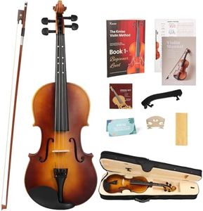 Kmise Violin 4/4 Full Set, Fingerboard Fret Markings Violins, Matte Acoustic Fiddle for Adults, Beginners, Students with Violin Case, Rosin, Strings, Bow, Shoulder Rest, Beginner's Guide (Matte, 4/4)