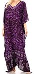 Sakkas 1902 - Tacy Women's Casual Boho Summer Maxi Dress Caftan Kaftan Cover-up LougeWear - 9-Eggplant - OS