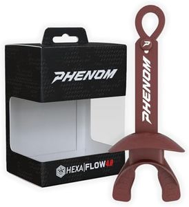 Phenom Elite Hexa-Flow 4.0 Football Mouthguard for Adults & Youth – Instant Comfortable Fit & Breathing Channel Hole, Loop Strap Attachment, Works with Braces – Sports Mouth Guard (Maroon)