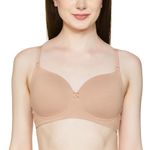 Zivame Women's Cotton Spandex Padded Non-Wired Half Cup T-Shirt Bra (ZI1137-Nude_Skin_32D)