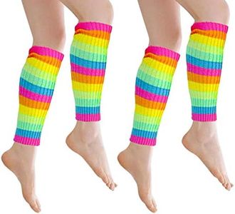 aoozleny Long Leg Warmer, 80s Party Ribbed Knit Dance Sports Boot Cuffs Short Boot Cover,2 Pairs