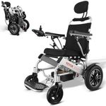 VEVOR Electric Wheelchair for Adults Seniors, 300 lbs Weight Capacity, 17.7 in Width Lightweight Foldable Motorized Power Wheelchairs, Long Range All Terrain Aluminum Alloy Chair, Adjustable Backrest