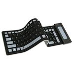 Tangxi 2.4G Wireless Foldable Silicone Keyboard,103 Keys Waterproof USB Soft Silicone Silent Keyboard,Portable Flexible Rollup Keyboard for Laptop,PC (black)